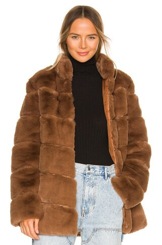 Maren Faux Fur Jacket in Mink Brown | Revolve Clothing (Global)