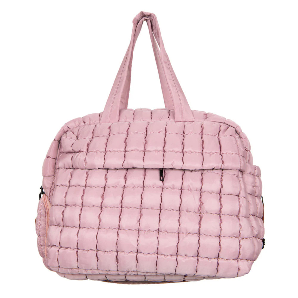 Mauve Quilted Weekend Duffel Bag w/ Pass-Thru Slip | Katydid.com