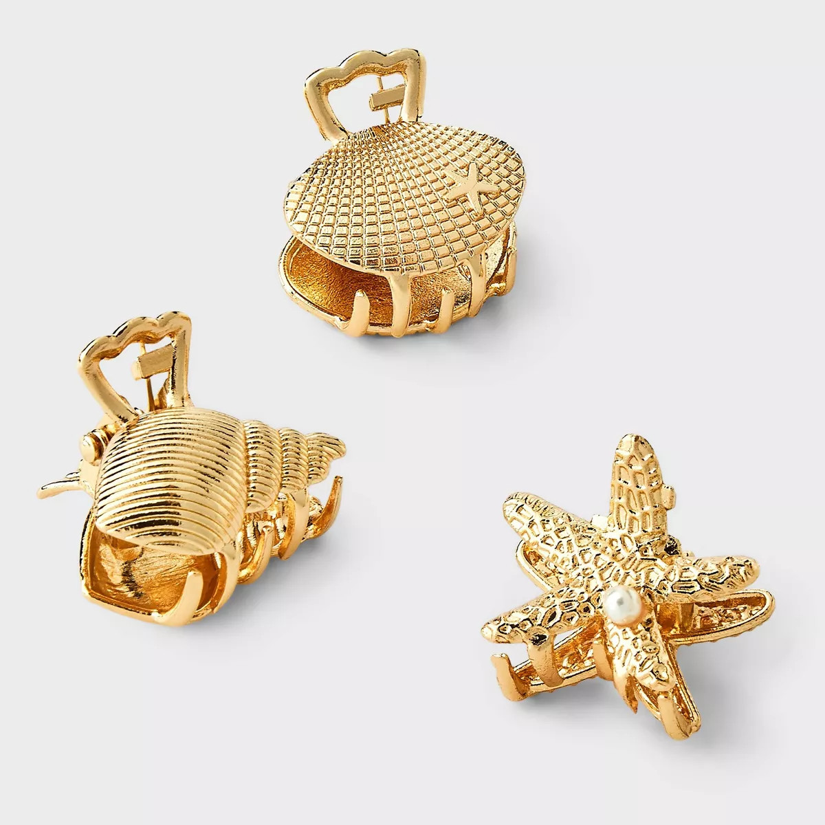 Seashell Claw Hair Clip Set 3pc - A New Day™ Gold | Target