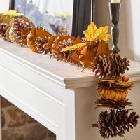 Dibor Traditional Pumpkin Patch Winter Autumn Garland 168cm in Orange | Debenhams UK