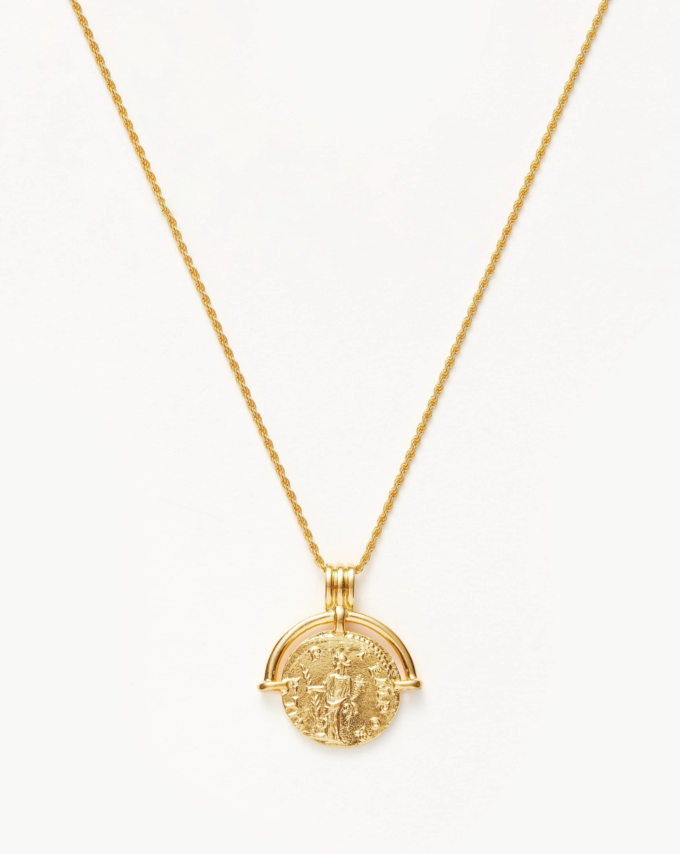 Lucy Williams Medium Engravable Roman Arc Coin Pendant Necklace | 18ct | MIssoma UK