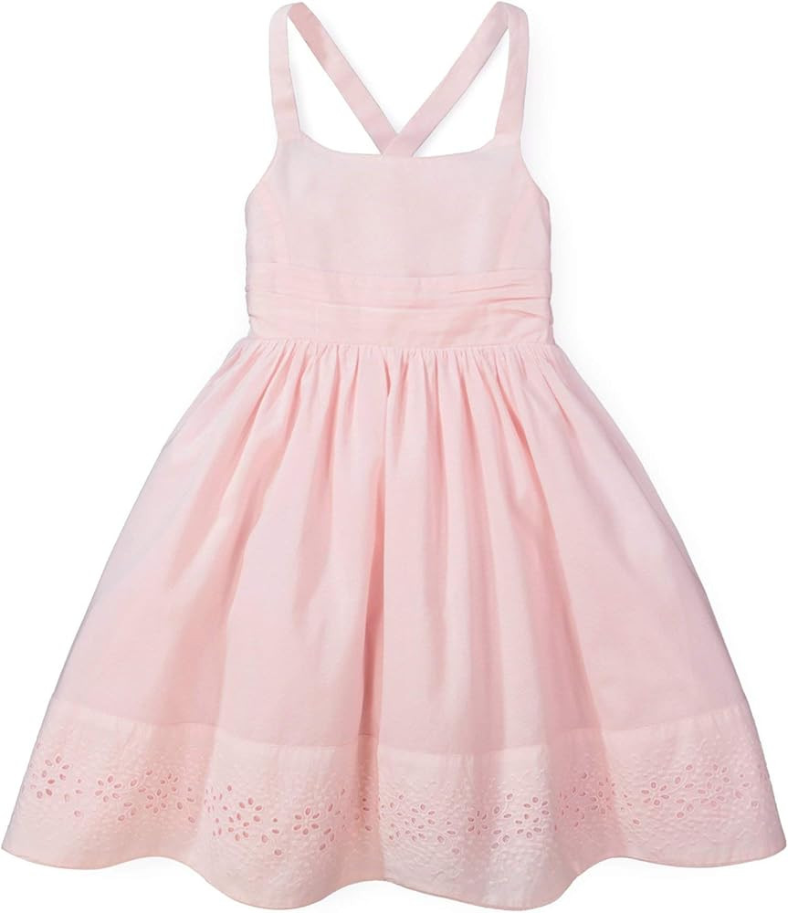 Hope & Henry Girls' Sleeveless Special Occasion Sun Dress with Bow Back Detail and Embroidery | Amazon (US)