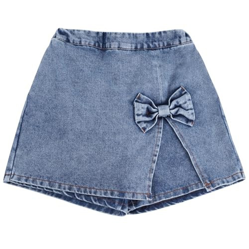 Due Felice Girls Jean Skorts Denim Skirt for Toddler Girls Jean Shorts with Cute Bow Size 4T-10Y (US, Age, 3 Years, Denim Blue) | Amazon (US)
