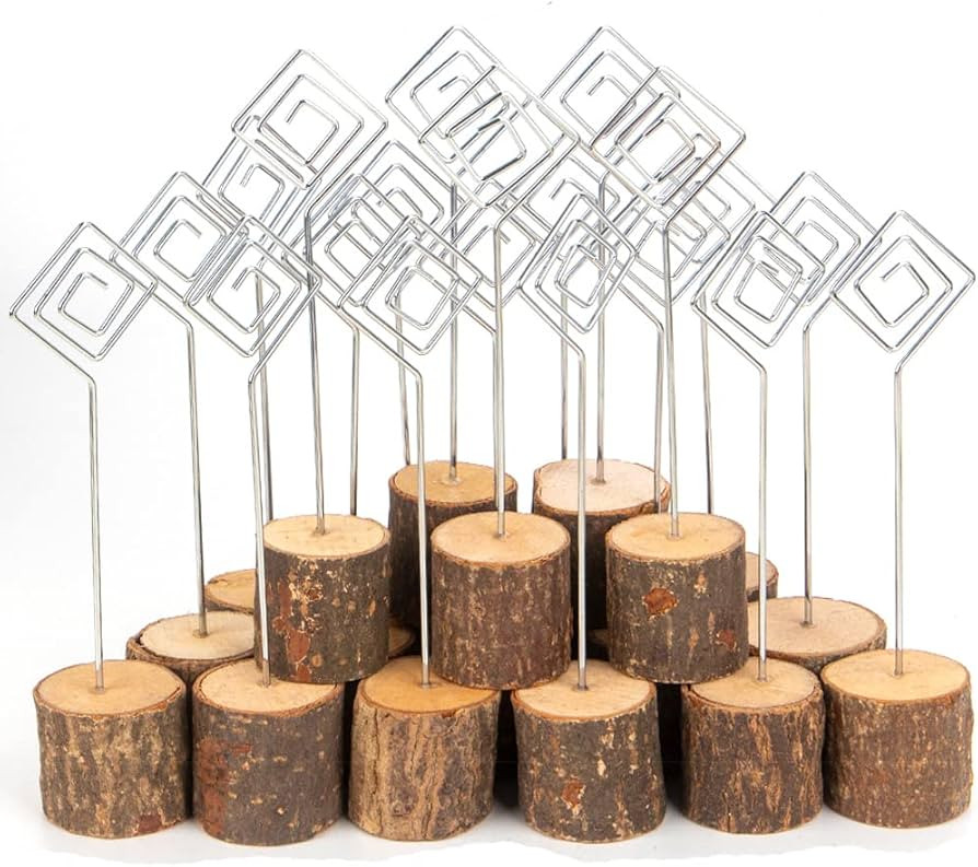 Rustic Wood Place Card Holders, 20 PACK Wooden Table Number Holder Stand Name Cards Photo Holders... | Amazon (US)
