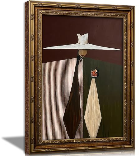 Vintage Gold Framed Abstract Woman Wall Art, Minimalist Portrait Canvas Prints, Neutral Contemporary Wall Decor, Modernist Elegant Woman Poster Artwork Bar Living Room Bedroom Decor, 16x24in | Amazon (US)