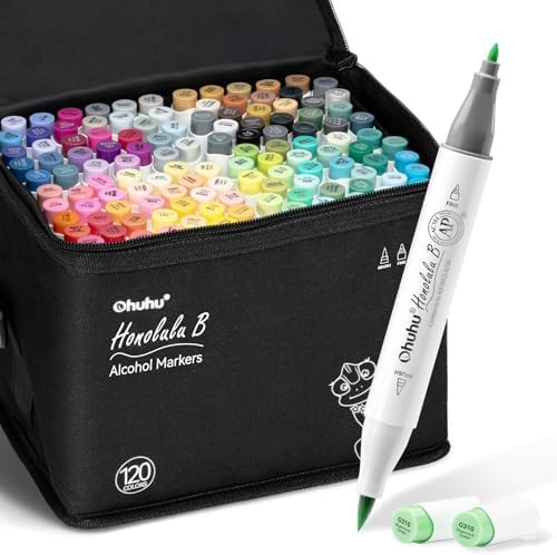 Ohuhu Alcohol Markers Brush Tip - 120-color AP Certificated Double Tipped Art Marker Set for Arti... | Amazon (US)