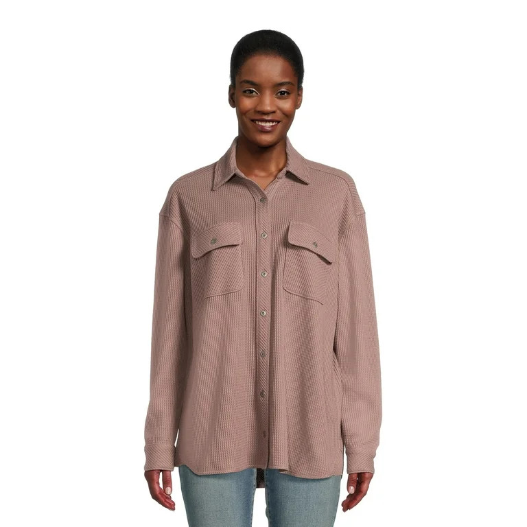 Beachlunchlounge Women's Textured Knit Shacket, Sizes XS-XXL | Walmart (US)