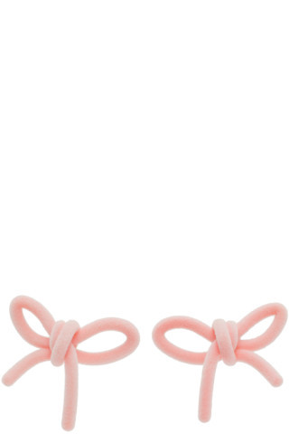 SSENSE Exclusive Pink YVMIN Edition Velvet Bow Earrings | SSENSE