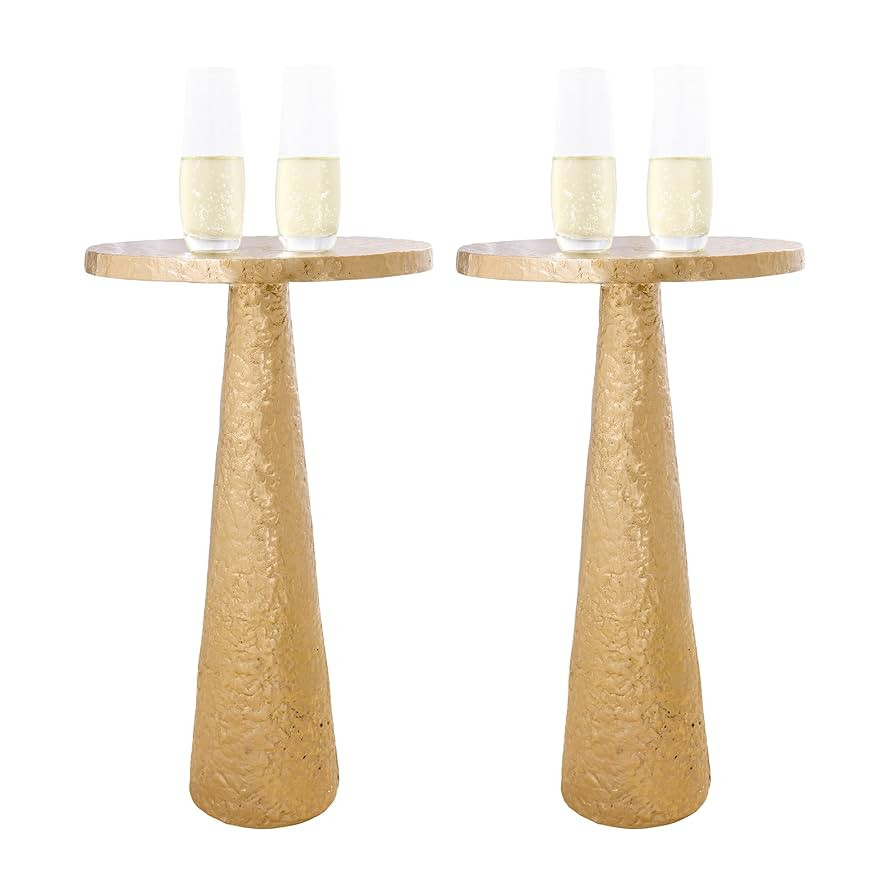 OBJET D'ART Small Round Gold End Tables, Set of 2, Esther, 21" Height, Vintage Metal Accent, Side... | Amazon (US)
