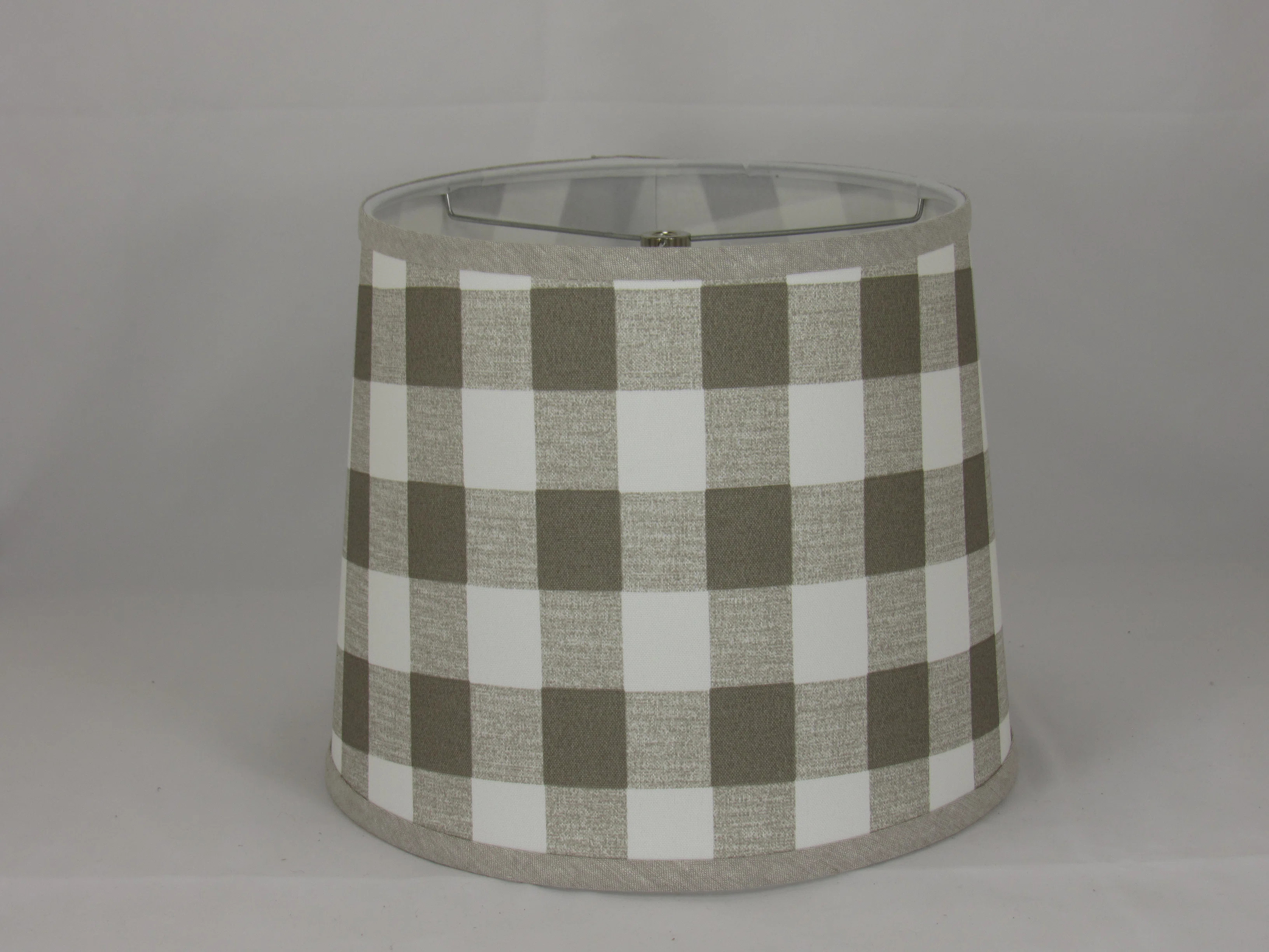 Gray and White Check Cotton Drum Lamp Shade ( Spider ) | Wayfair North America