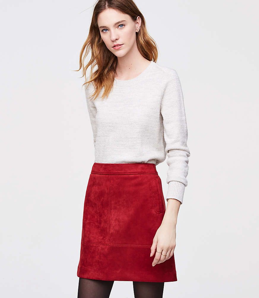 Petite Faux Suede Pocket Shift Skirt | LOFT