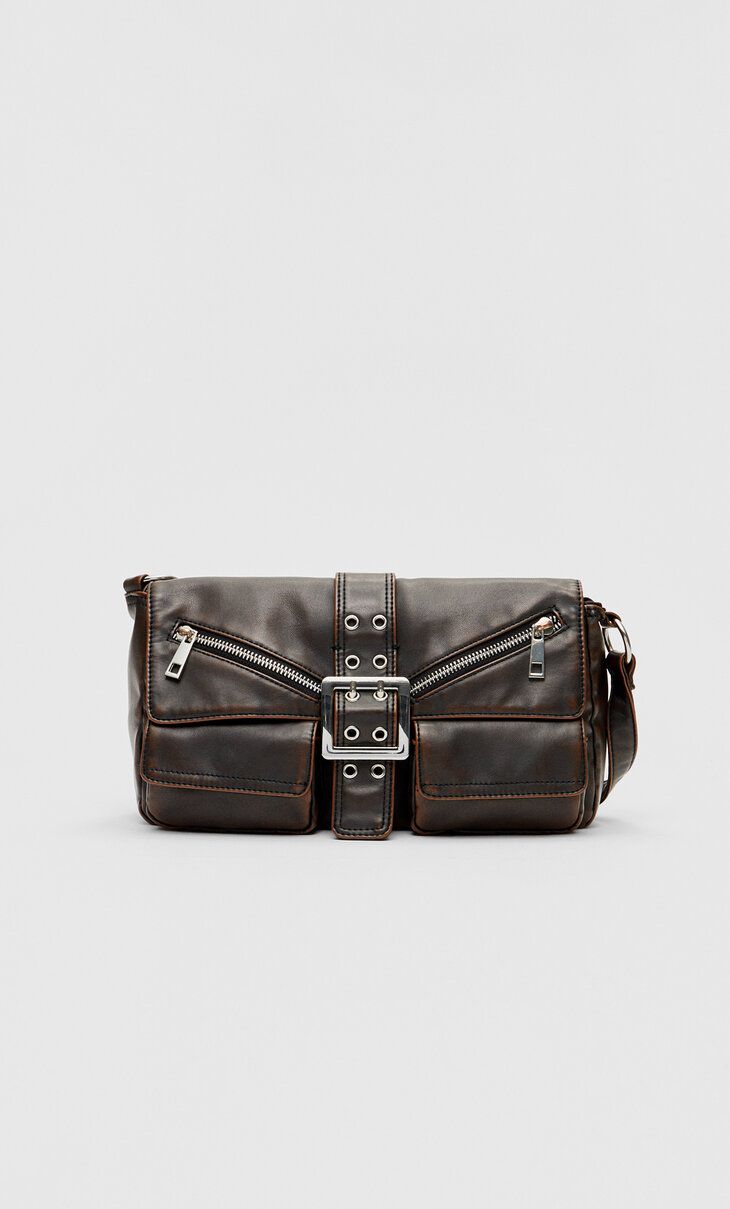 Distressed shoulder bag with pockets - Women's See all | Stradivarius United Kingdom | Stradivarius (UK)