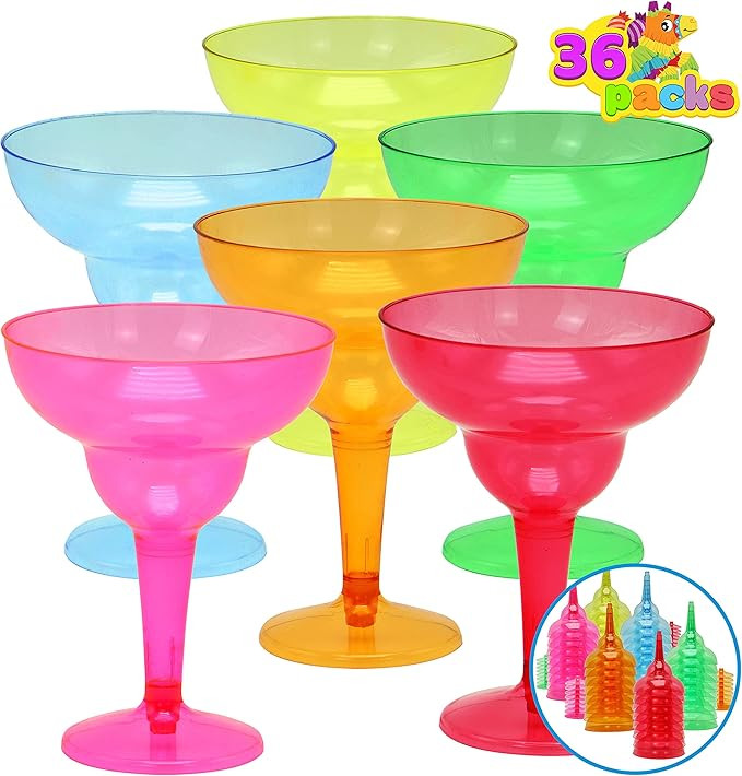 JOYIN 36 Packs Plastic Margarita Glasses Cups 12 oz Disposable Cinco De Mayo Fiesta Party Decorat... | Amazon (US)