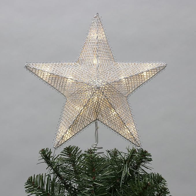 Philips 11.5" 2-Layer Silver Metallic String Star Treetopper with Coil - 3 Functions with Control... | Amazon (US)