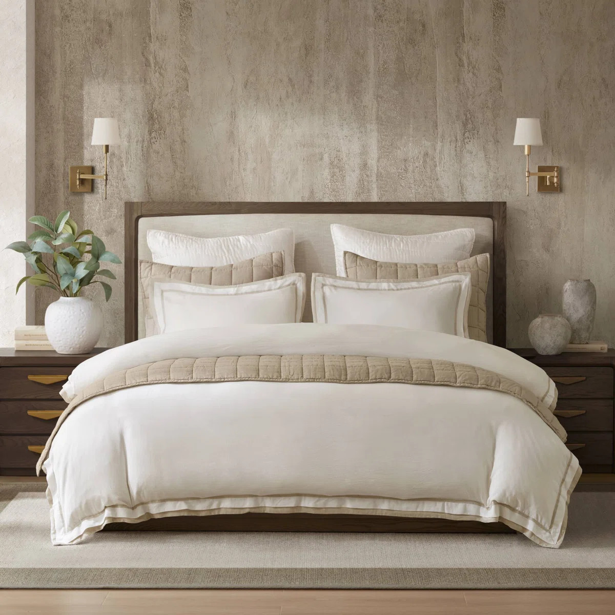 Linen Blend Double Flange Duvet Cover Set | Wayfair North America