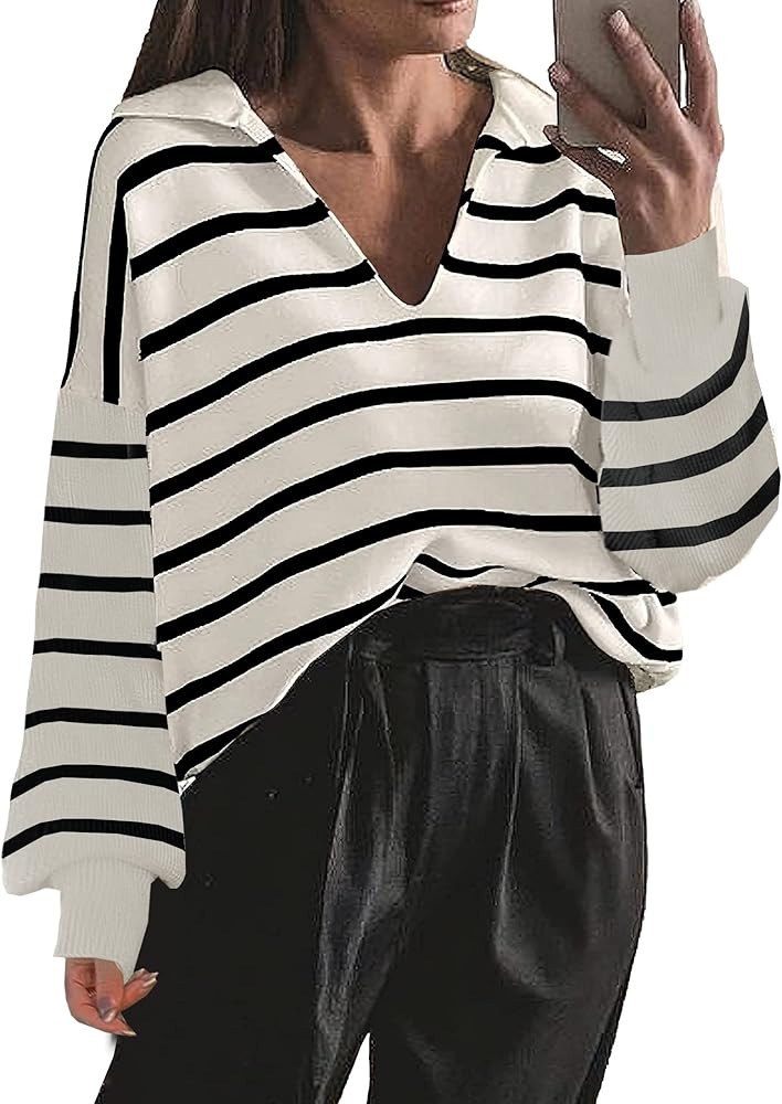 ETCYY Oversized Sweaters for Women Fall 2022 Trendy Crewneck Batwing Long Sleeve Knit Tops Side S... | Amazon (US)