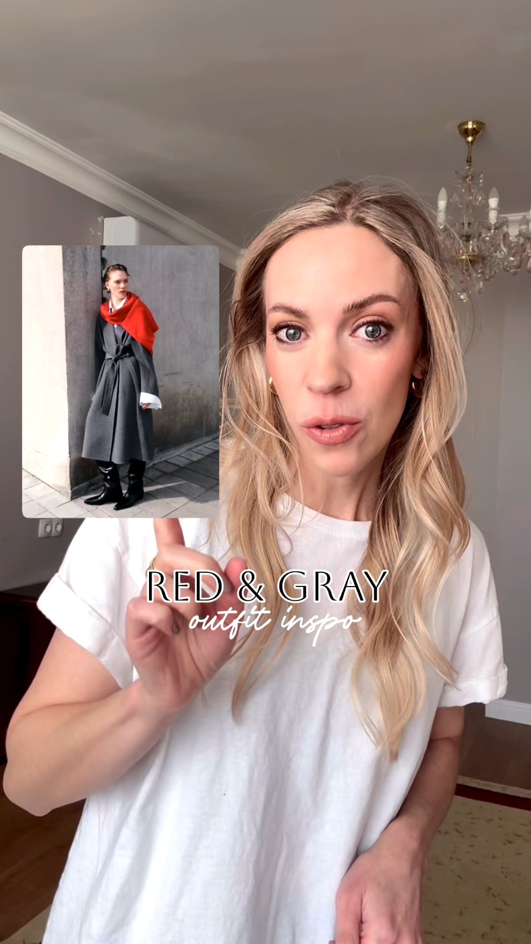 Red and gray outfit idea, GRWM, gray wool coat, bright red sweater, Spanx leggings, black western boots, classic style 

#LTKgrwm #LTKOver40 #LTKFindsUnder100