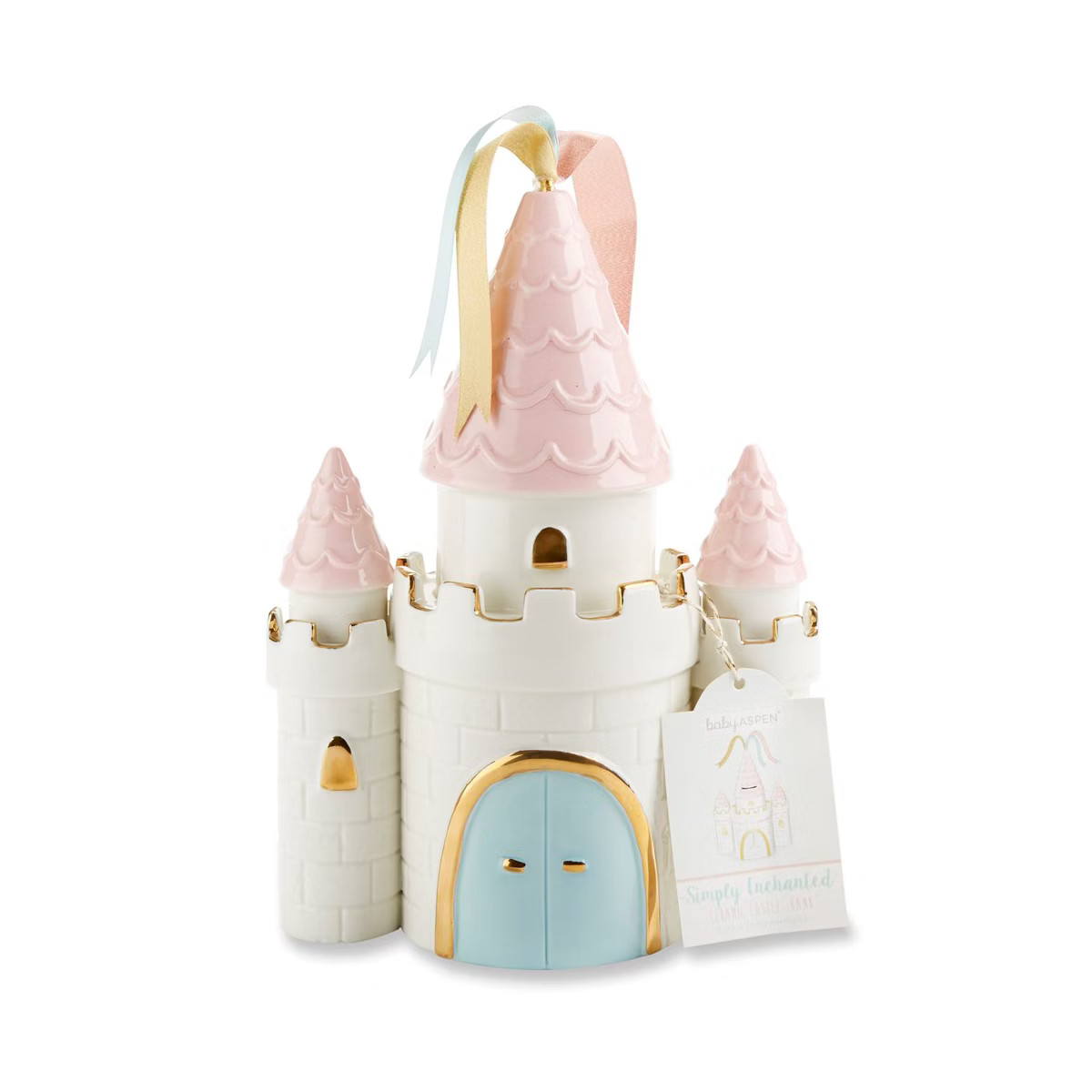 Baby Aspen 'Simply Enchanted' Princess Castle Ceramic Piggy Bank for Girls, Nursery Decor | BA210... | Target