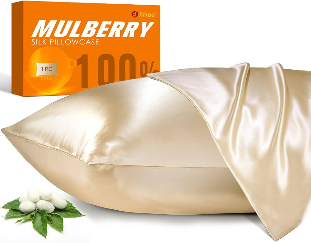 100% Mulberry Silk Pillowcase for Hair and Skin, 22 Momme Natural Silk Pillow Case with Zipper, B... | Amazon (US)