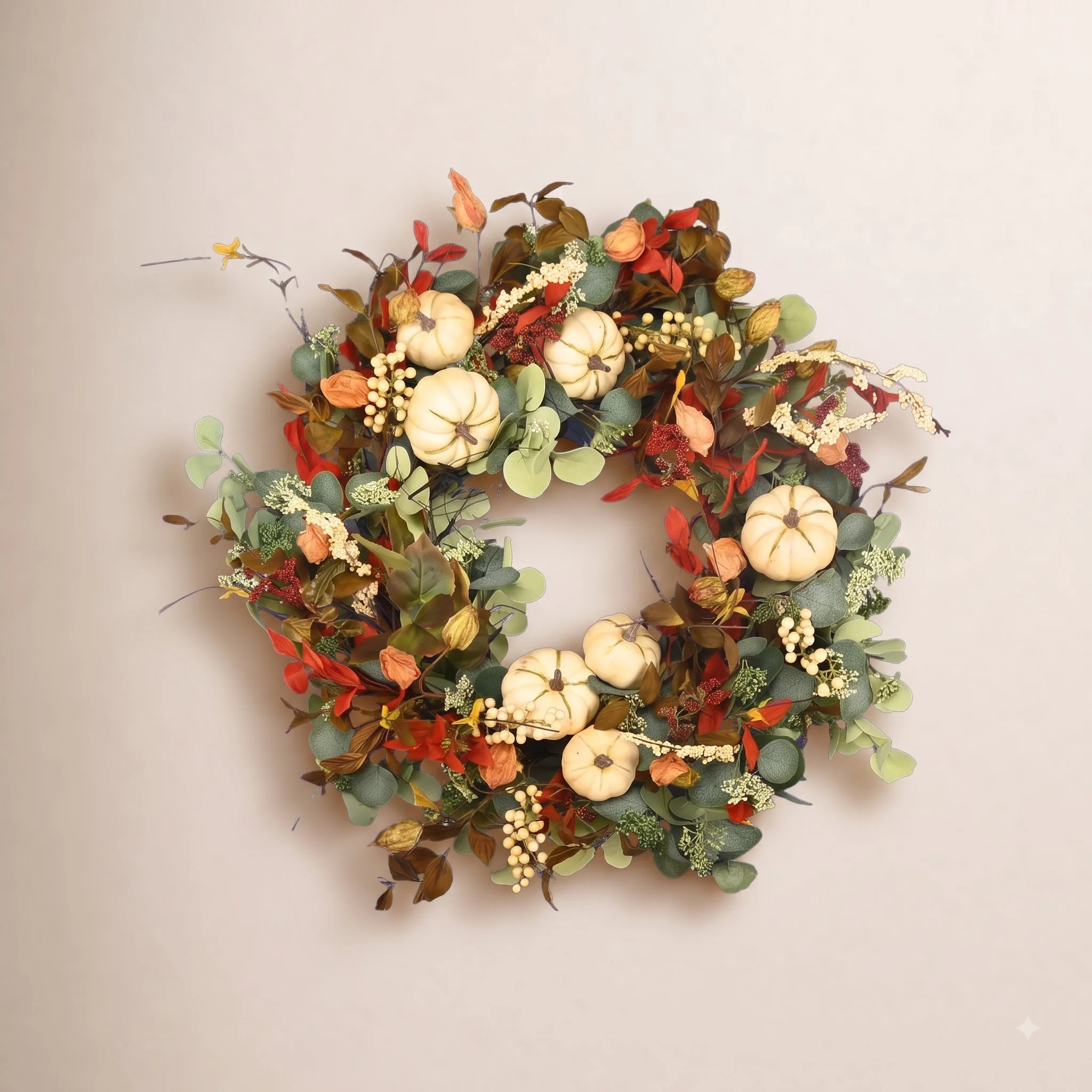 26" Handcrafted Fall Front Door Thanksgiving Day Pumpkin Wreath | Wayfair North America