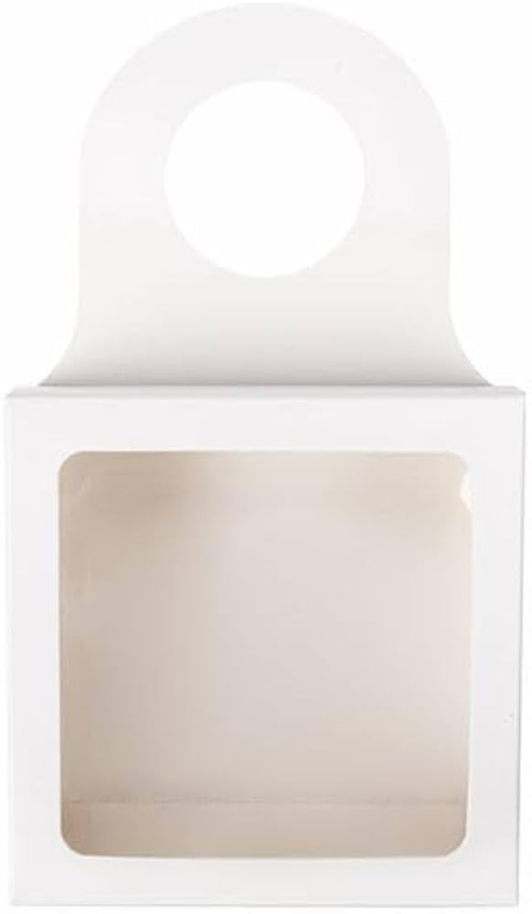 ClearBags White Paper Wine Bottle Box with Window, Size: 3 5/8" x 1 1/8" x 3 5/8", Hanging Foldab... | Amazon (US)