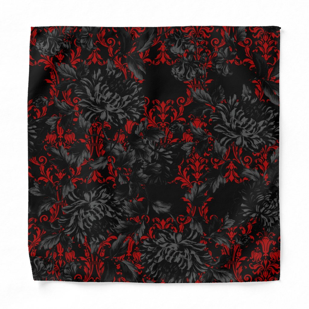 Gothic Red Damask Floral Wedding Pocket Square | Zazzle