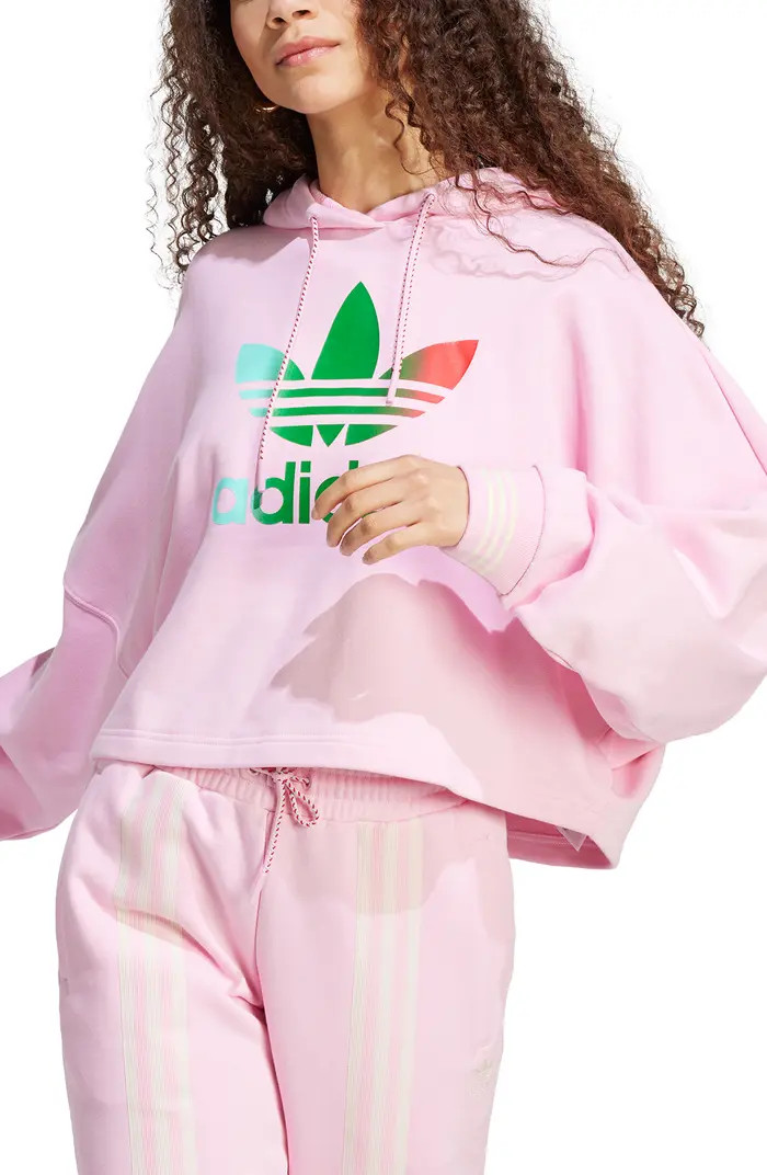 Adicolor Trefoil French Terry Crop Hoodie | Nordstrom