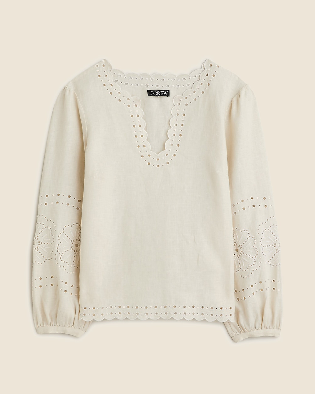 Bungalow embroidered top in linen | J. Crew US