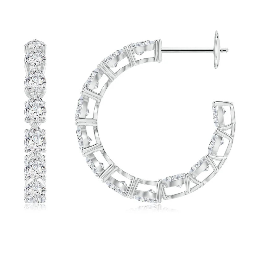 Pear-Shaped Diamond Inside-Out Medium Hoop Earrings | Angara Inc.