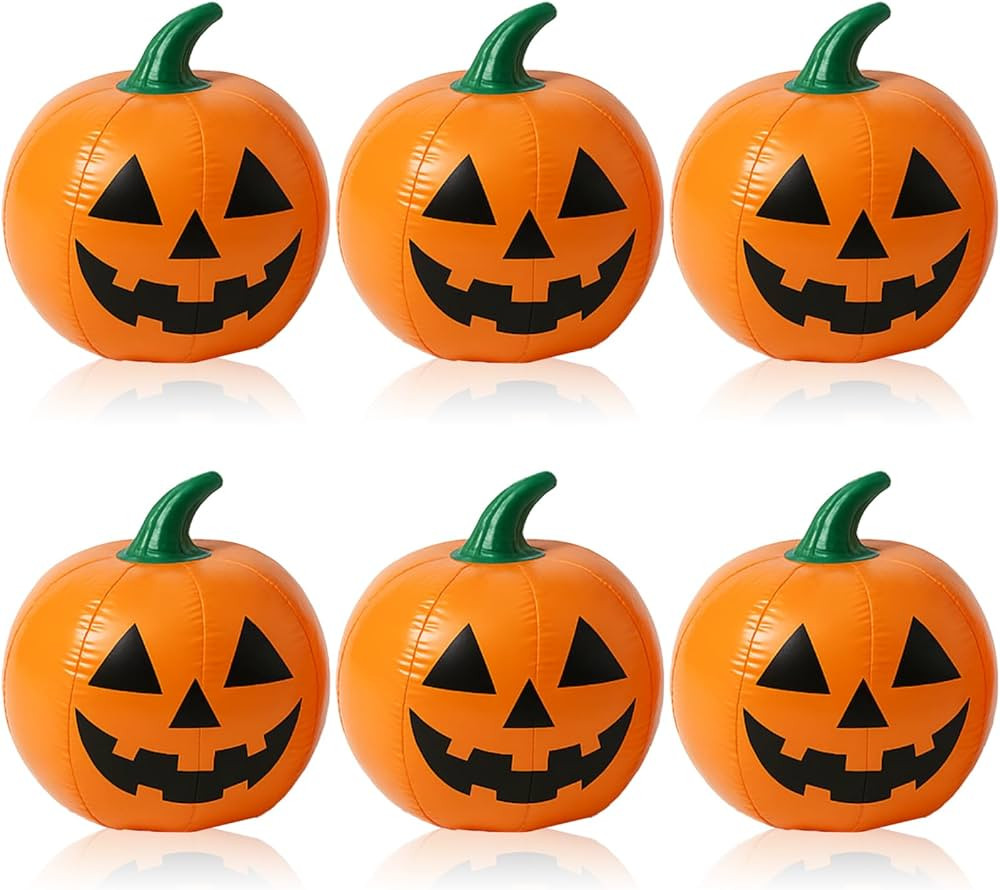 6 Pcs Summer Halloween Inflatable Beach Balls 14 Inch Halloween Pumpkin Ghost Pool Floats Plastic... | Amazon (US)