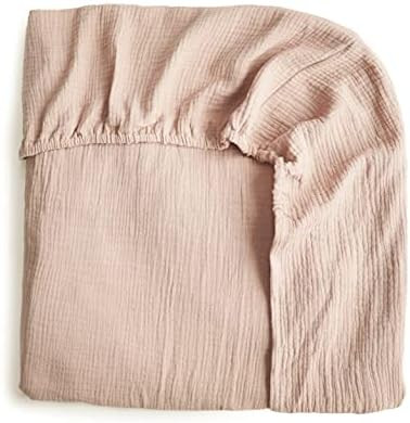 mushie Extra Soft Muslin Fitted Crib Sheet | 28"x 52" (Blush) | Amazon (US)
