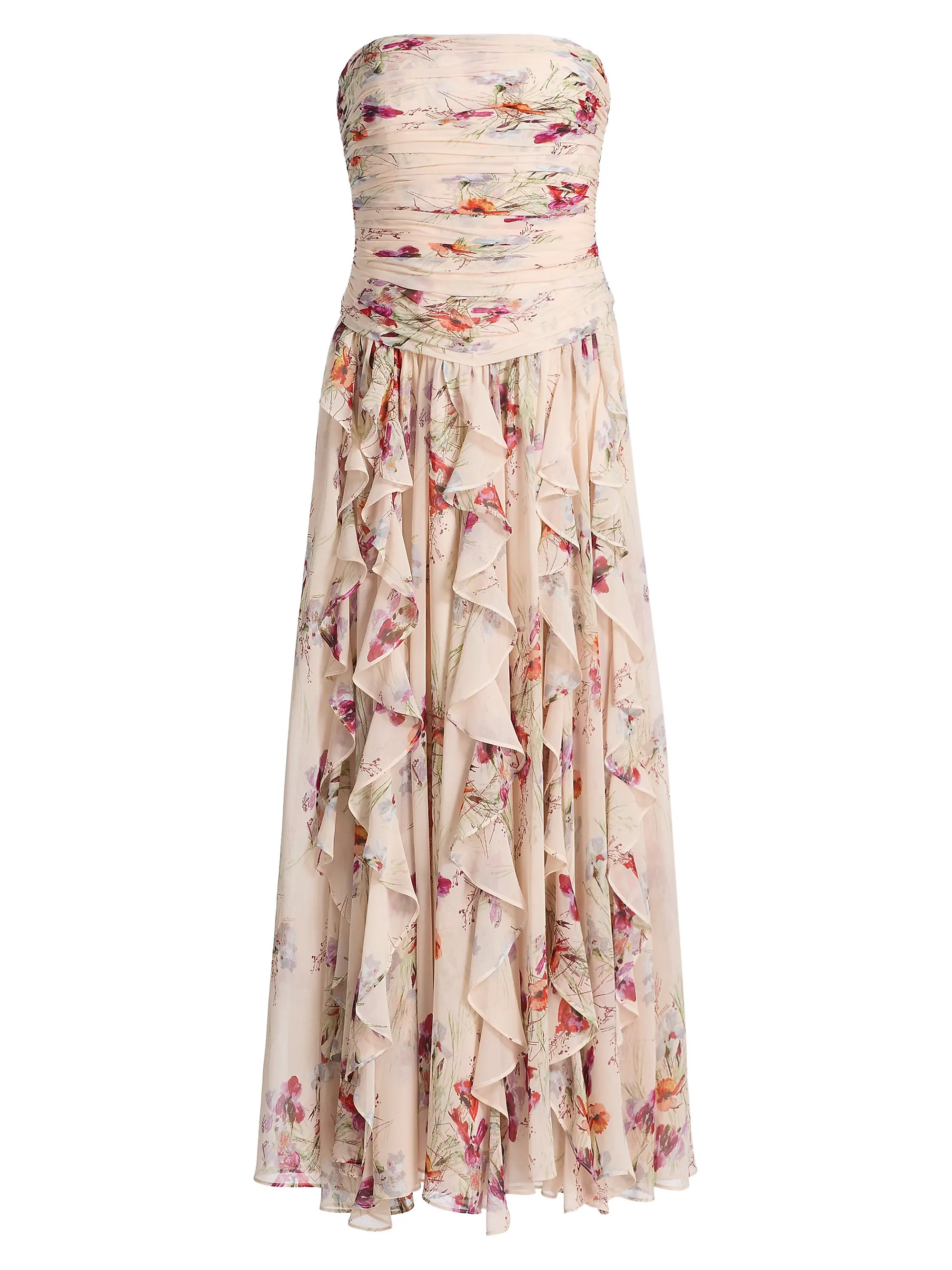 Iris Bouquet Galya Ruched A-Line Midi-Dress | Saks Fifth Avenue