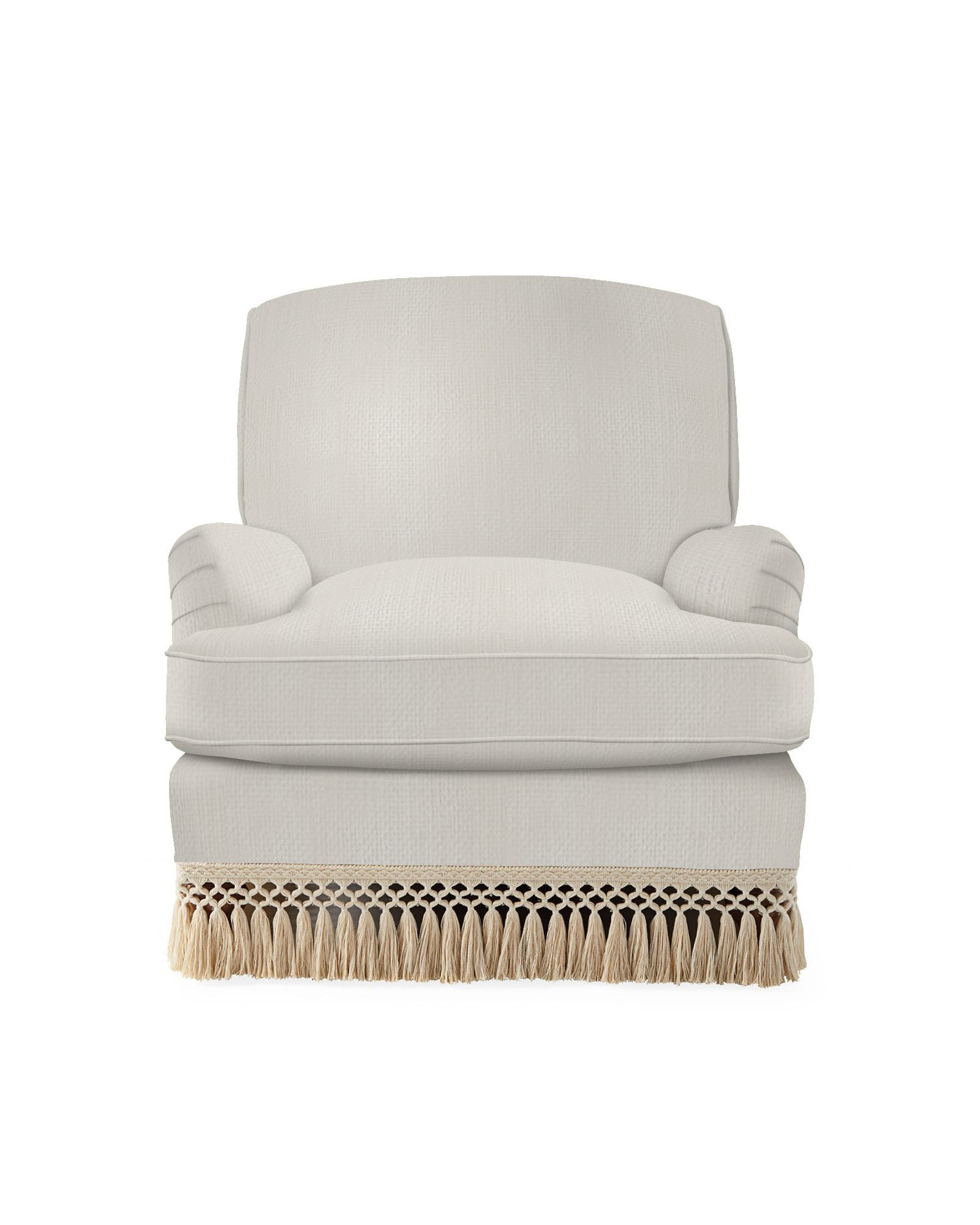 Miramar English Roll Arm Fringed Chair | Serena and Lily