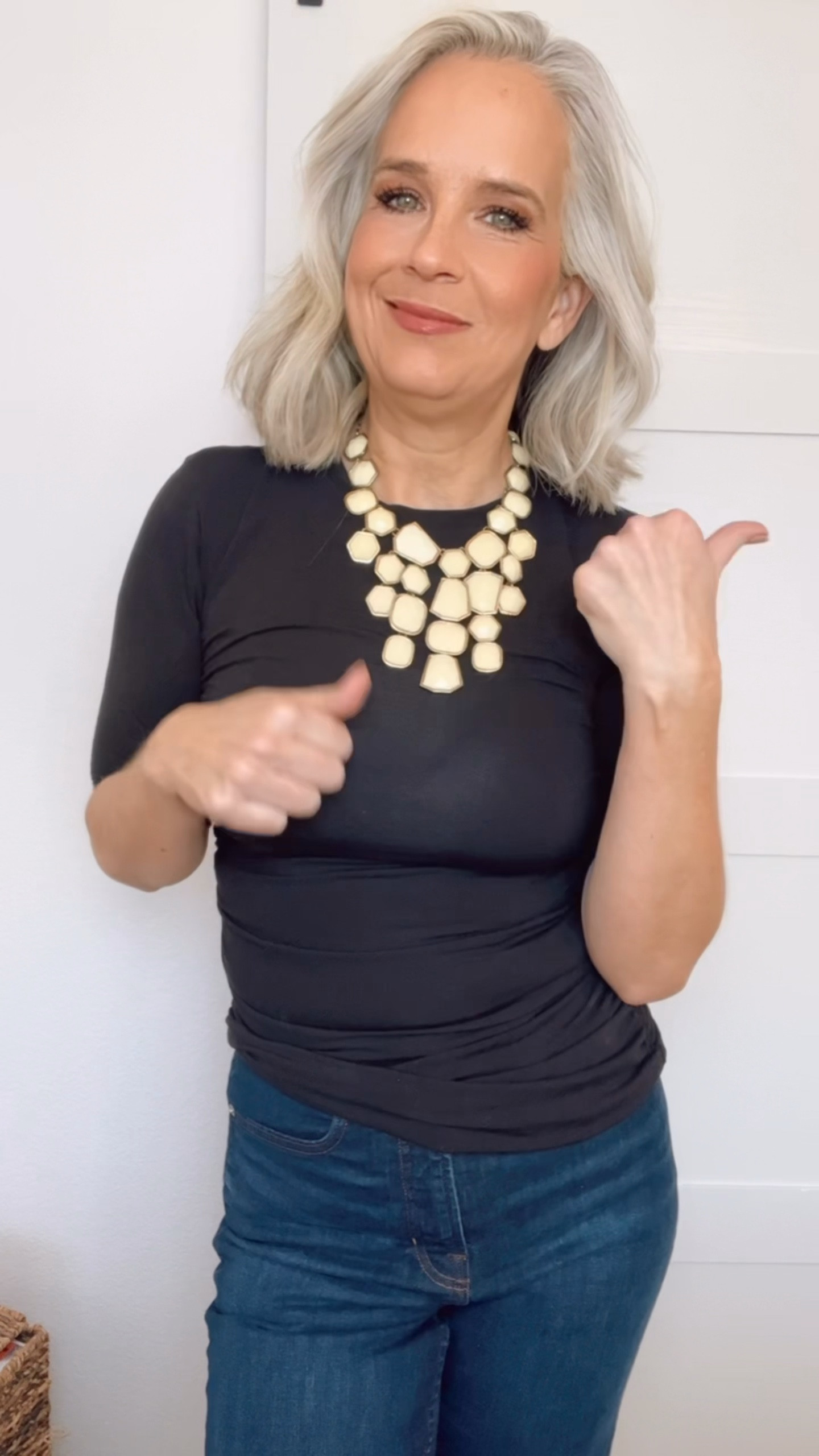 Update your jewelry with a more minimalist layer or statement necklace.
The gold and ivory necklace is from Angela Mia Jewelry, called the Arise Necklace.

Over 40, midlife style, jewelry, necklace update, style update, midlife Edit, Melinda Maria, Walmart accessories 

#LTKOver40 #LTKFindsUnder100