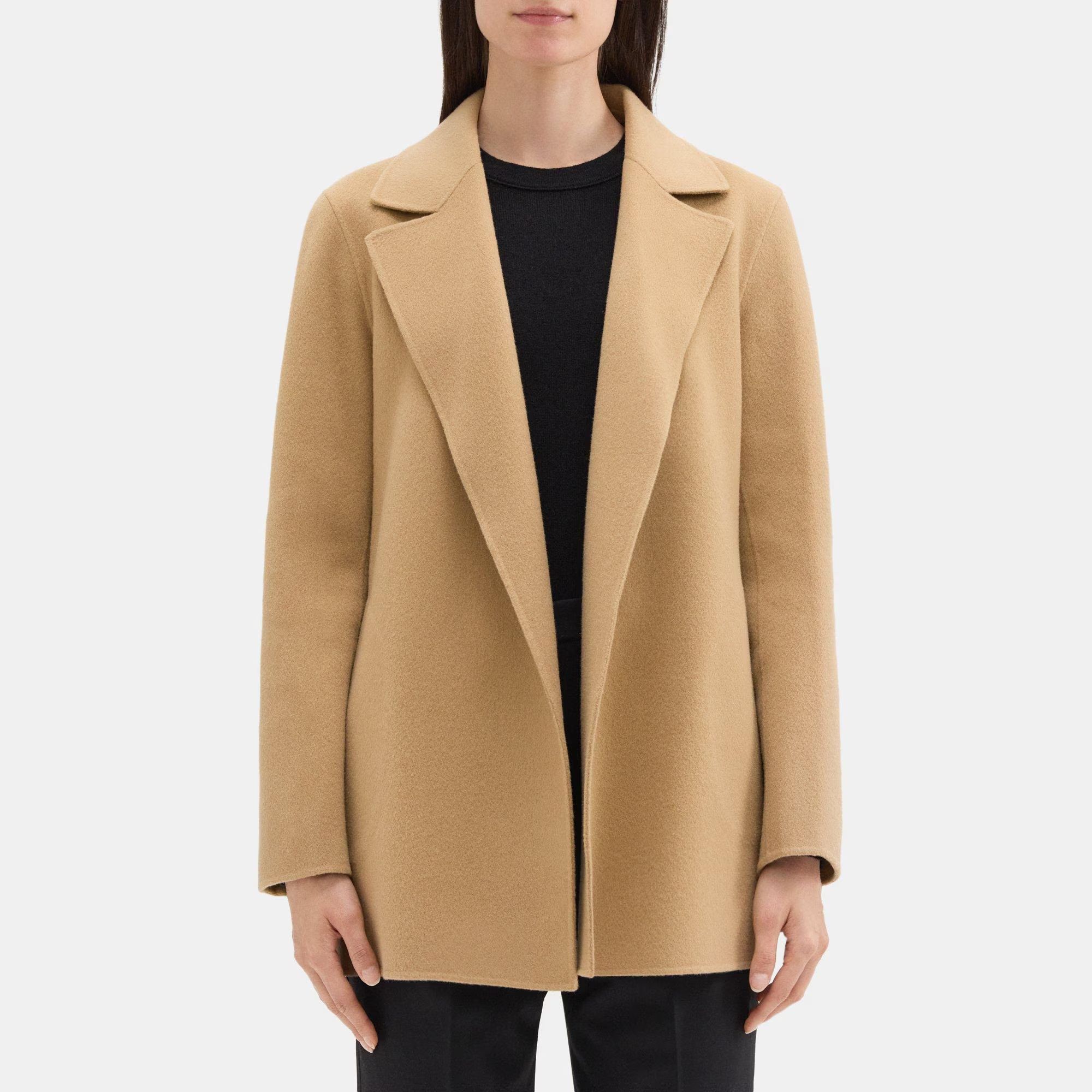 Open Front Coat in Double-Face Wool-Cashmere | Theory Outlet