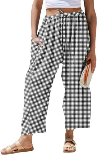 TARSE Womens Linen Wide Leg Striped Pants Casual Barrel Palazzo Harem Pants | Amazon (US)