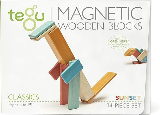 14 Piece Tegu Magnetic Wooden Block Set, Sunset | Amazon (US)
