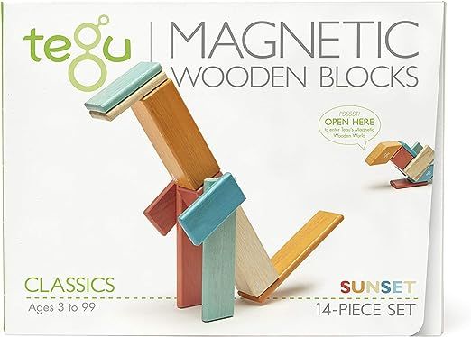 14 Piece Tegu Magnetic Wooden Block Set, Sunset | Amazon (US)