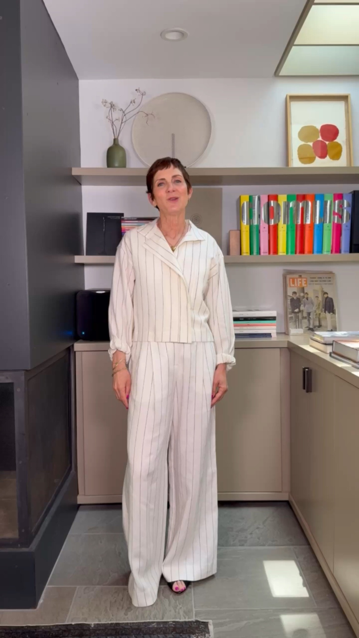 I’m obsessed with this another tomorrow pinstripe set. 

Jacket - pants – White – black

#LTKSeasonal #LTKootd