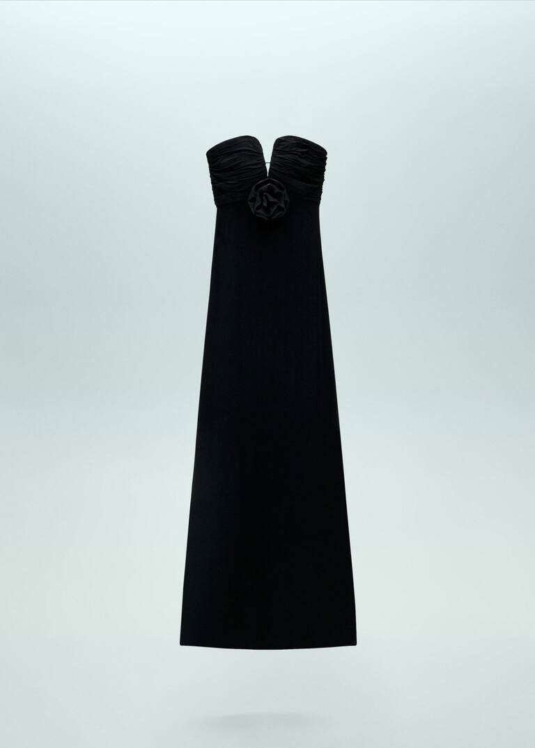 Dress with flower detail and sweetheart neckline  -  Women | Mango USA | MANGO (US)