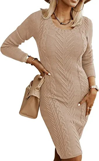 Dearlove Womens Long Sleeve Soft Chunky Knit Bodycon Midi Pullover Sweater Dress | Amazon (US)