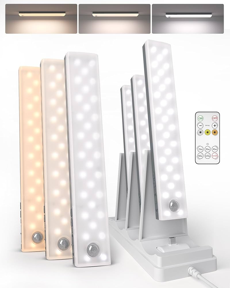 EZVALO 62LED Under Cabinet Lighting with Charging Station, 2000mAh Rechargeable Motion Sensor Lig... | Amazon (US)