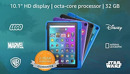 Fire HD 10 Kids Pro tablet, 10.1", 1080p Full HD, ages 6–12, 32 GB, (2021 release), Sky Blue | Amazon (US)