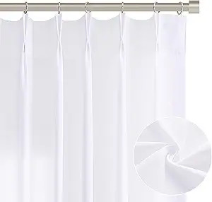 Joywell Semi Sheer Linen Pinch Pleated Window Curtains 2 Panels Back Tab Light Filtering Elegant ... | Amazon (US)