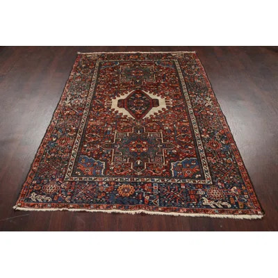 One-of-a-Kind Babett Hand-Knotted 1950s 4'7" x 6'3" Wool Area Rug in Red | Wayfair North America