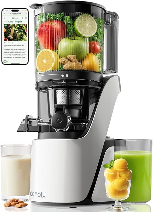 Canoly C16 Cold Press Juicer, 6" Extra Wide Feed Chute, 3-IN-1 Strainers (Juice & Sorbet & Nut Mi... | Amazon (US)