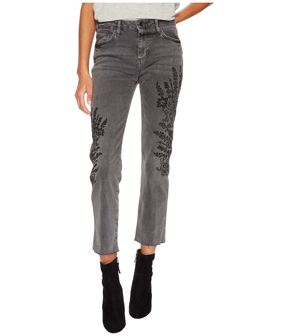 Free People - Embroidered Girlfriend Jeans (Grey) Women's Jeans | Zappos