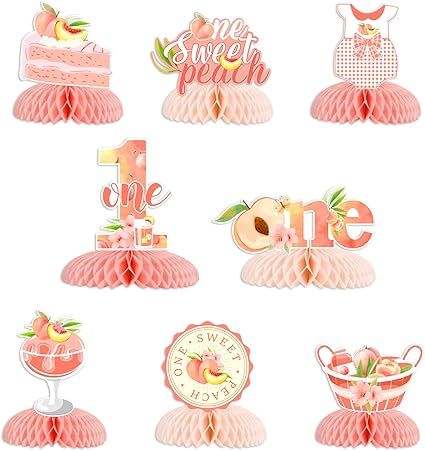 Peach Honeycomb Centerpieces Decorations - Peach First Birthday Decorations Girl, Double-Sided Pr... | Amazon (US)