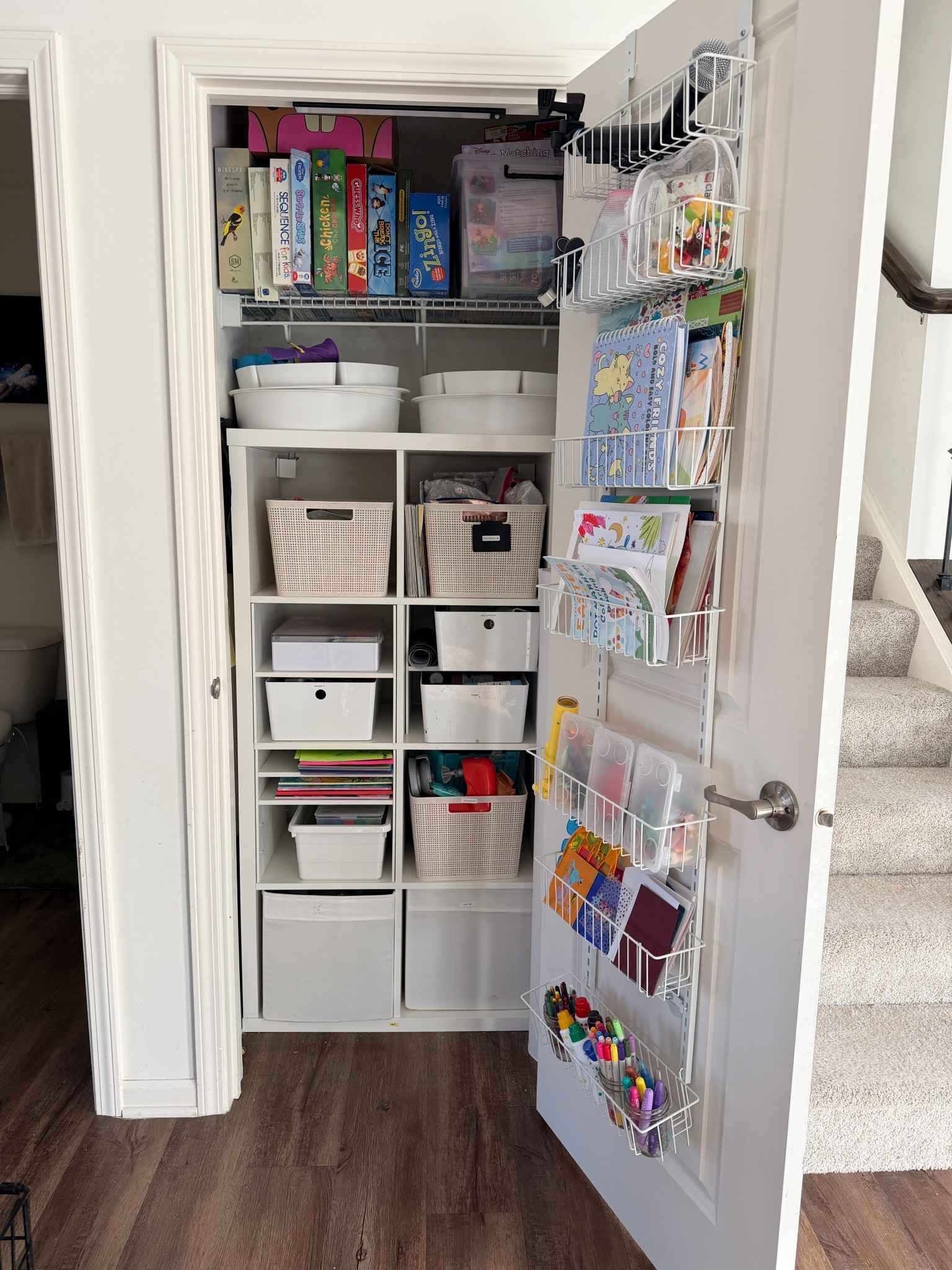 Kids activity closet! 
🖤 art supplies
🖤 games 
🖤 puzzles 
🖤 sensory bins 



#LTKKids #LTKmomlife