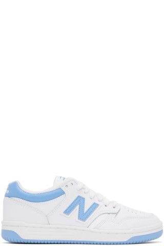 New Balance - White & Blue 480 Sneakers | SSENSE